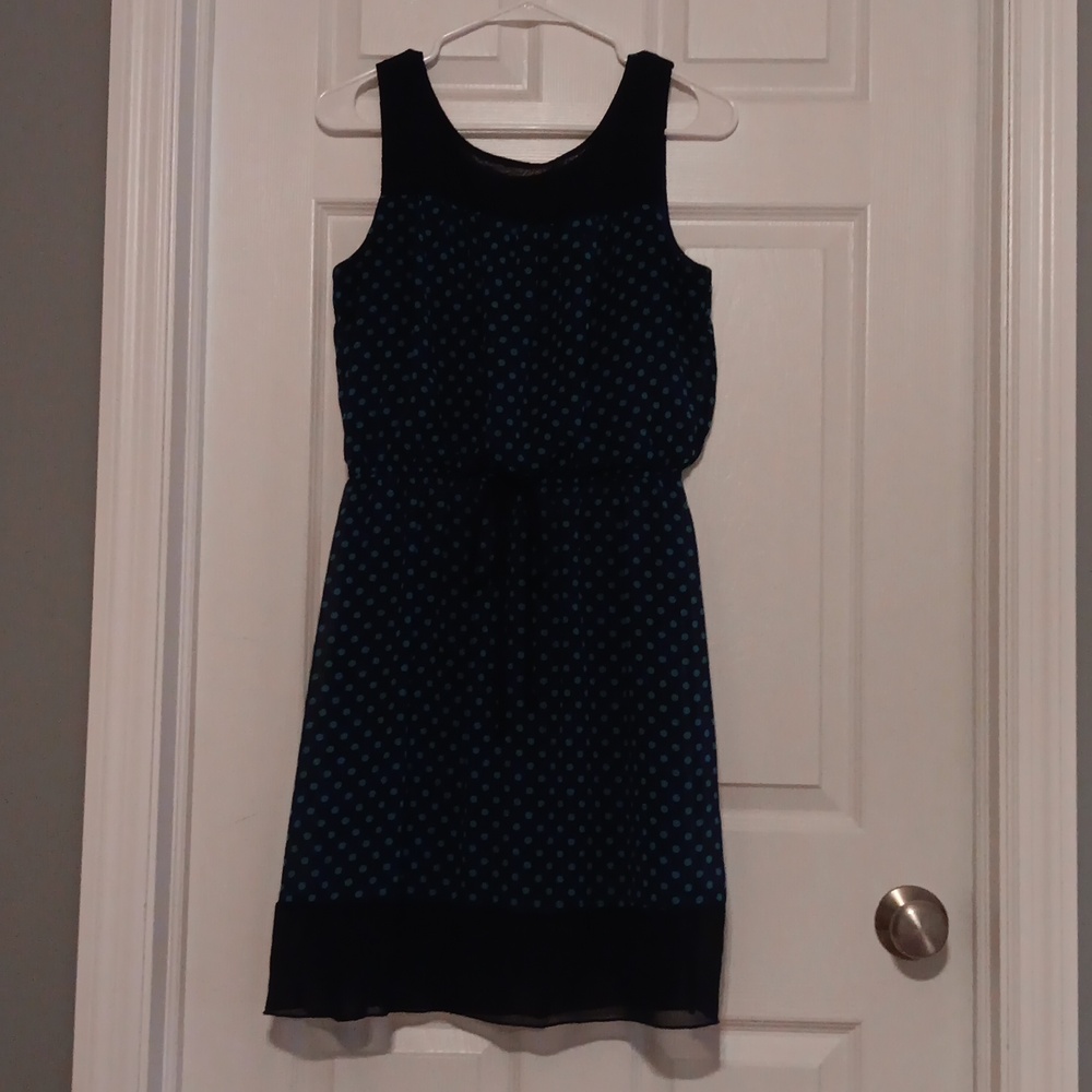 Casual Navy And Teal  Sleeveless Dress